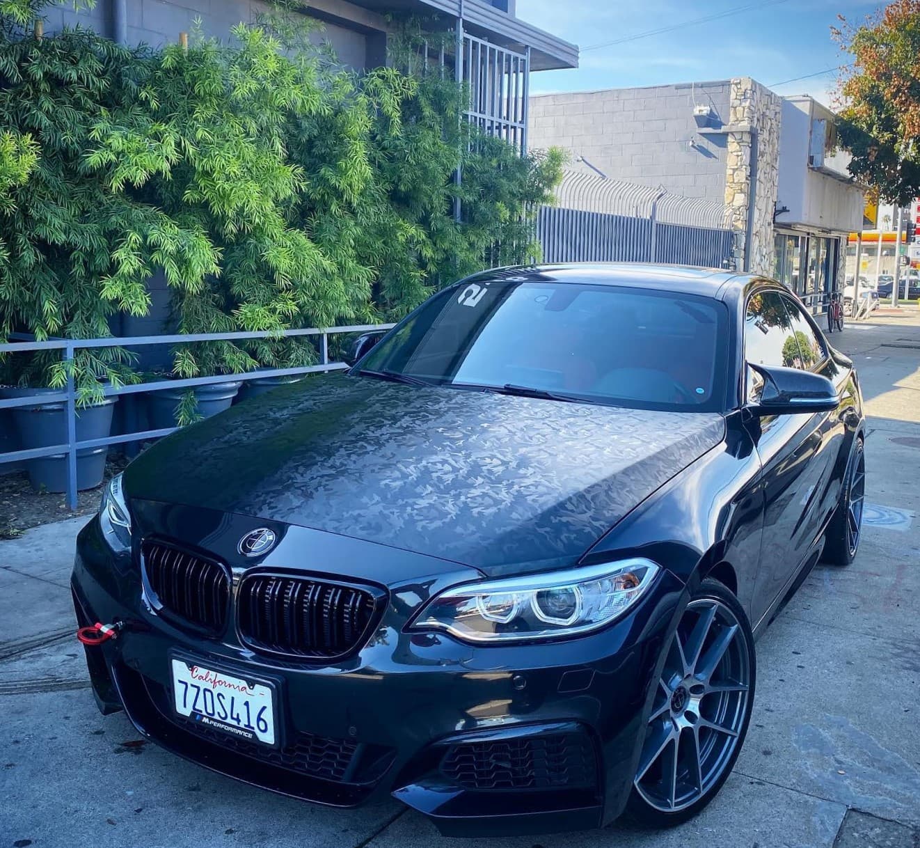 picture of a BMW with custom hood work done on it